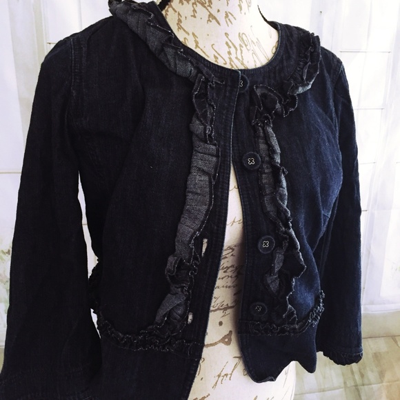 Ann Taylor Jackets & Blazers - Ann Taylor Loft 6 Denim Jacket Ruffle Cropped